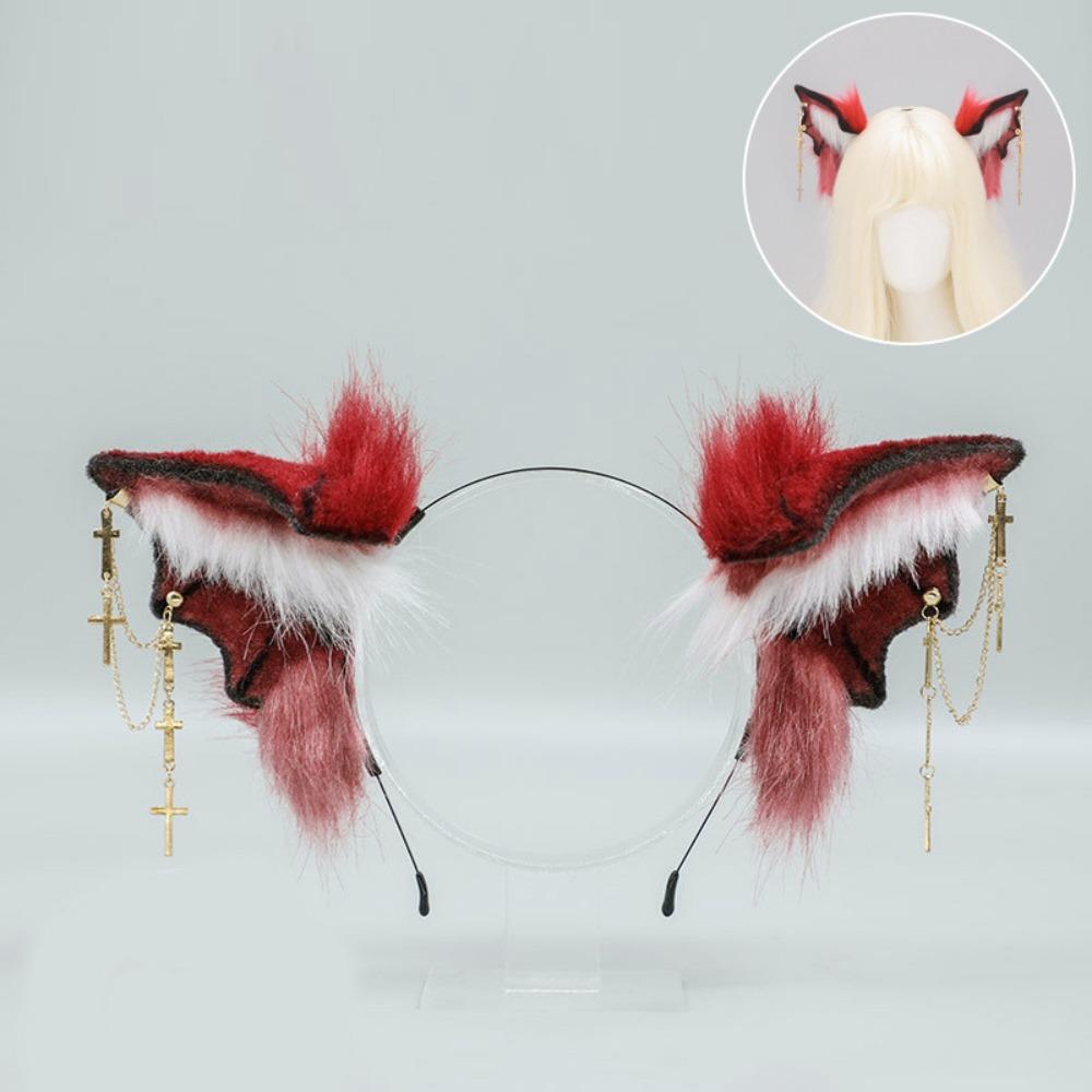 Plush Halloween Headband Bat Cosplay Bat Ear Headband Quirky Halloween Accessory Halloween Party
