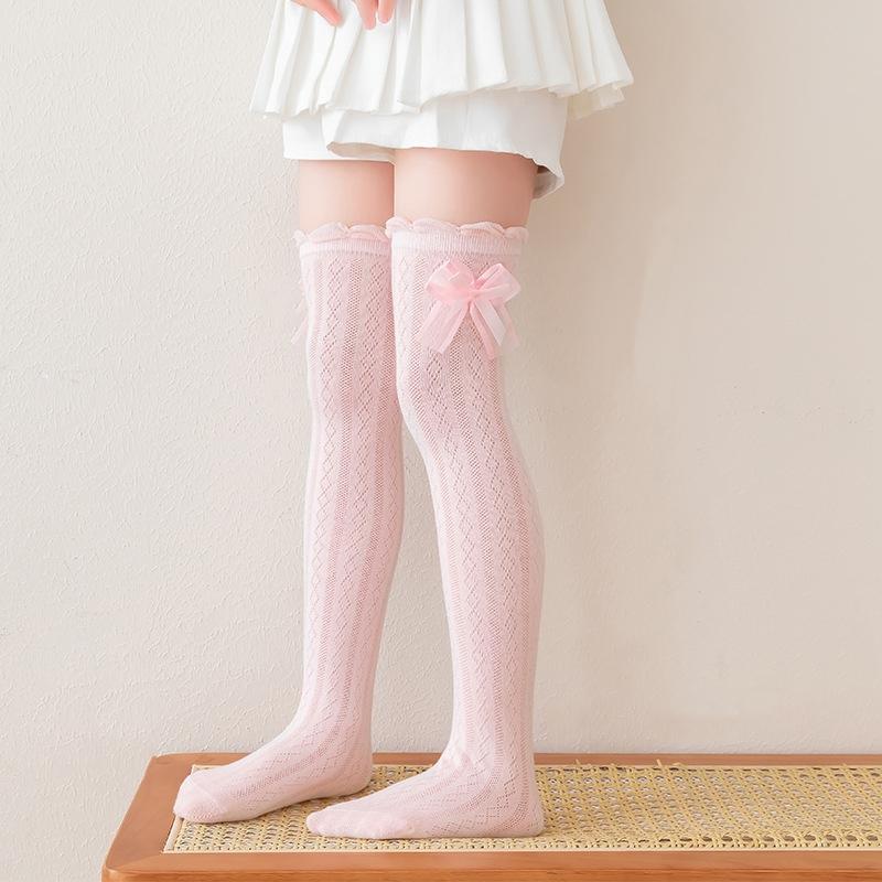 Baby Soft Knee High Sock For Kids Girl Sweet Fashion JK Bow Leggings Stocking Cotton Summer Children School Sock