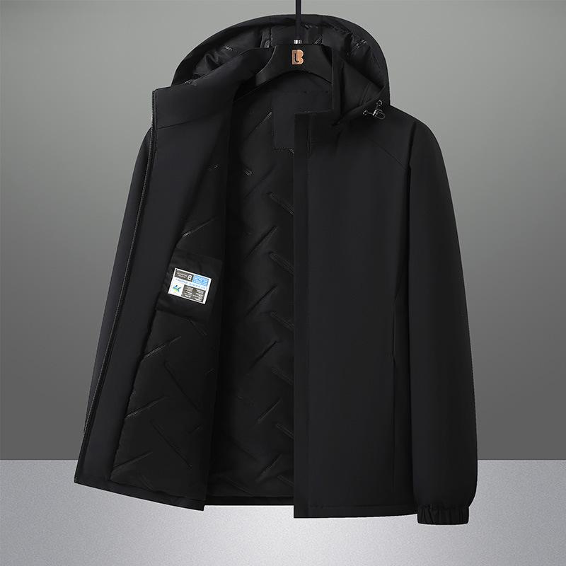 

Куртка со съемным капюшоном для мужчин, простая и спортивная, универсальная, толстое пальто для мужчин, ветровка для пар, осенне-зимняя хлопковая куртка XL чёрный