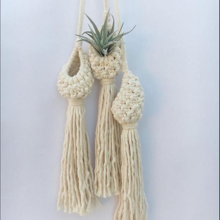 Handmade Nordic Bohemian Woven Tapestry Net Bag for Air Plants & Flowers