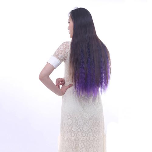 Sexig Lång Gradient Färg Fest Kvinnor Vågigt Lockigt Clip-in Hårförlängning 60cm