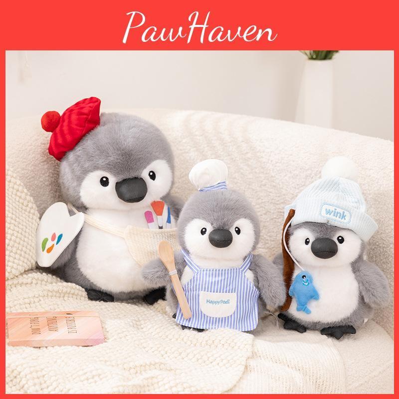 Penguin Cute Stuffed Animal Ornament With Chef Painter And Styles Fisherman
