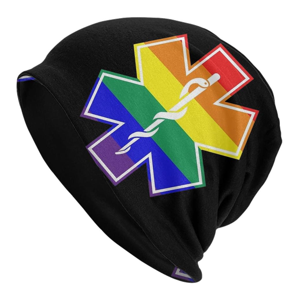Patriotic EMT Logo Bonnet Hats Cool Outdoor Star of Life Skullies Beanies Hats Unisexs Womens Spring Multifunction Cap
