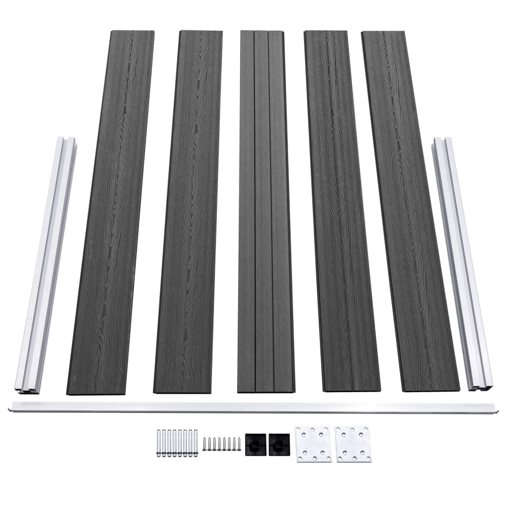 WPC Fence Panel Set 353 X 105 Cm Black