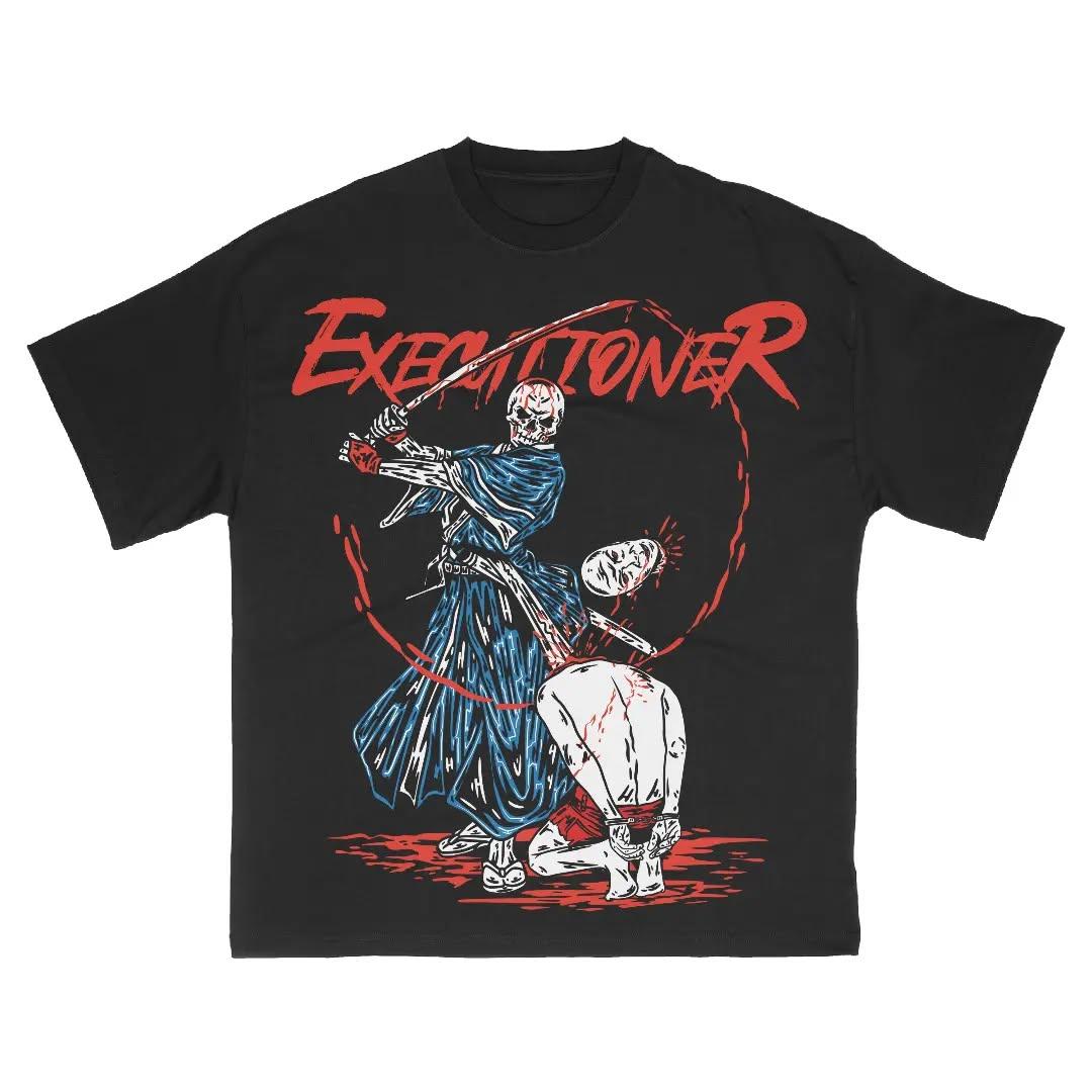 

American Trendy Brand Y2K Reaper Pure Cotton Round Neck Oversized T-shirt for Men Women High Quality Loose Street Short Sleeves M