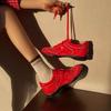 Boxschuhe aus Leder mit Innensohle zur Höhenerhöhung, Damen, runde Spitze, Schnürung, Plateau, Ballett-Sportschuhe, lässige Plateau-Mary-Jane-Schuhe