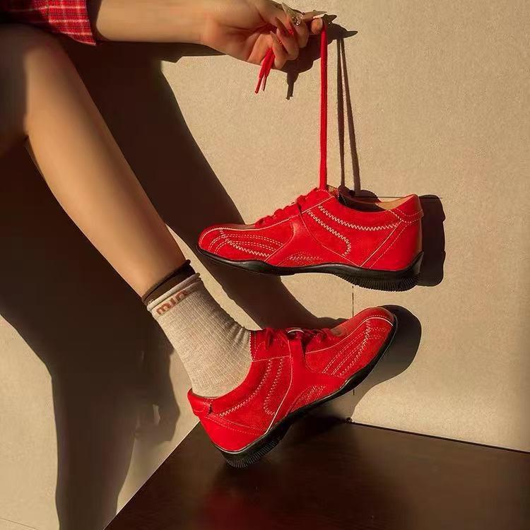 Boxschuhe aus Leder mit Innensohle zur Höhenerhöhung, Damen, runde Spitze, Schnürung, Plateau, Ballett-Sportschuhe, lässige Plateau-Mary-Jane-Schuhe