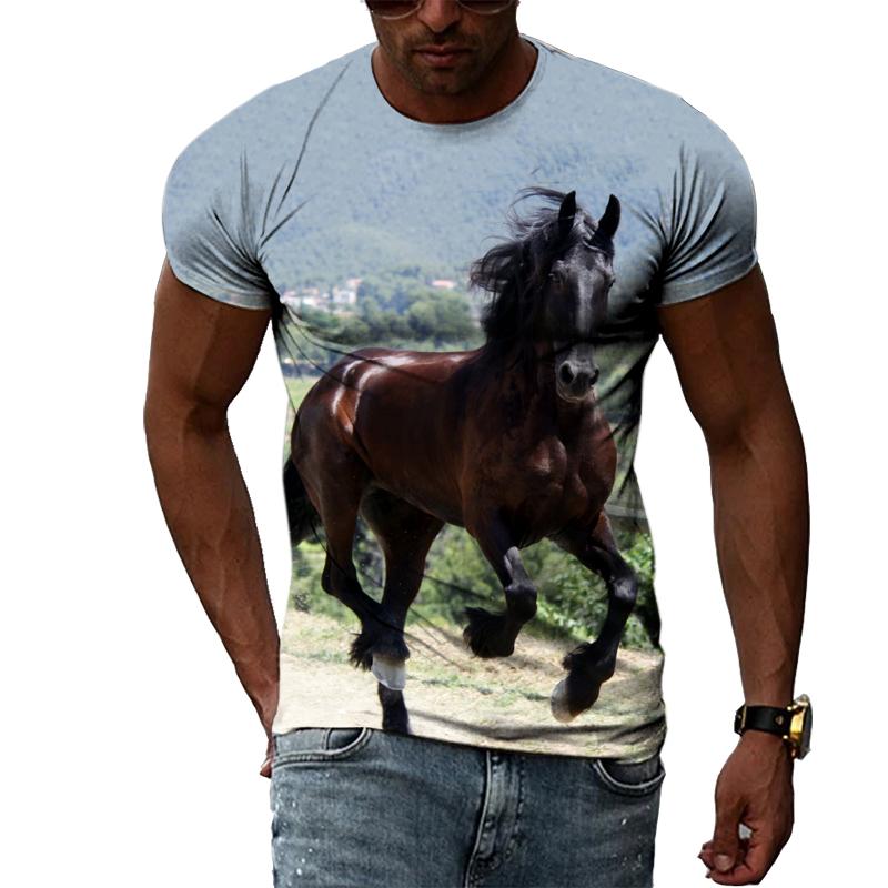 Letní trička s 3D grafikou Animal Horse Pro muže Móda Ležérní Výstřih harajuku Hip-Hop Styl Potištěná trička s krátkým rukávem Top
