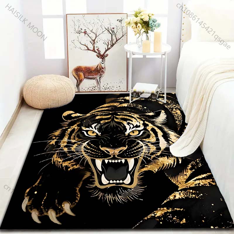 Mehrere Größen Tigerkopf Kunst Teppich Muster Teppich für Wohnzimmer Schlafzimmer Sofa Heimdekoration Rutschfeste Bodenmatte Luxuriöses Geschenk
