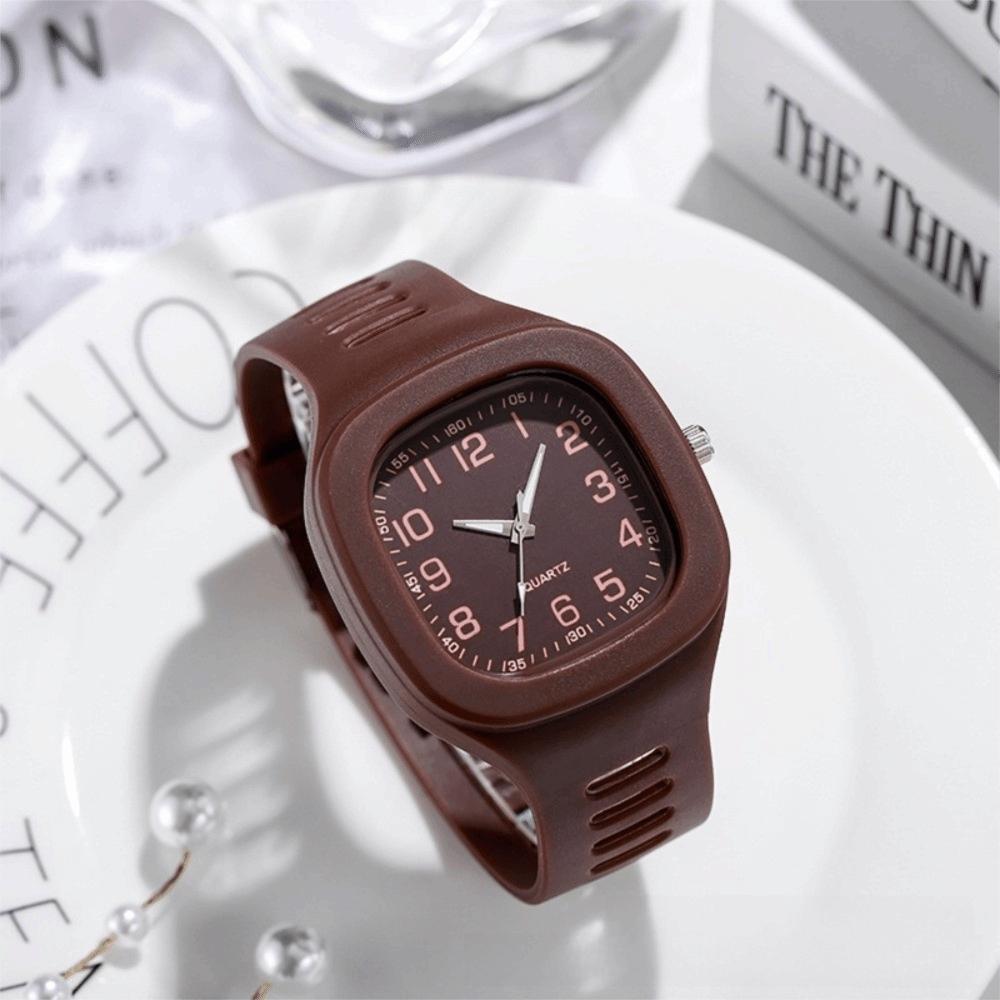 Silicone Strap Square Watch Square Wrist Watch Korean Style Analog Watch  Students