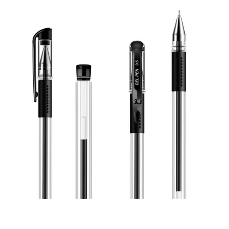 Deli 6601 Black 0.5mm Gel Pen & Refill Bundle