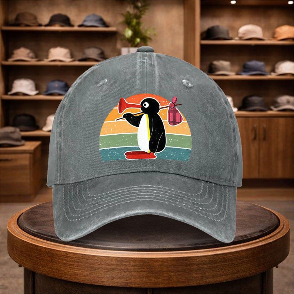 A Pingu Printed Baseball Cap a Casual Duckbill Hat Stylish And Adjustable for Outdoor Use Suitable for Travel And Beach Vacat