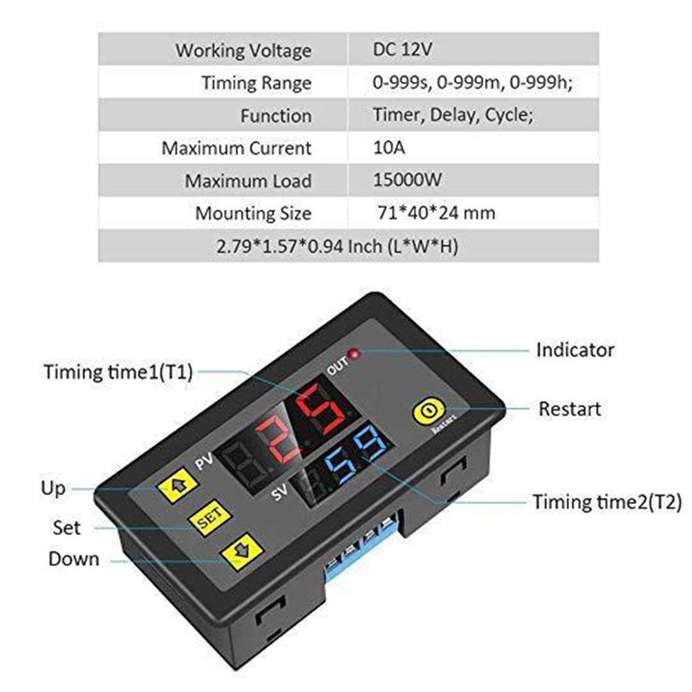 DC 12V Time Delay Switch 10A Timer Switch Module Programmable Digital Time Cycle