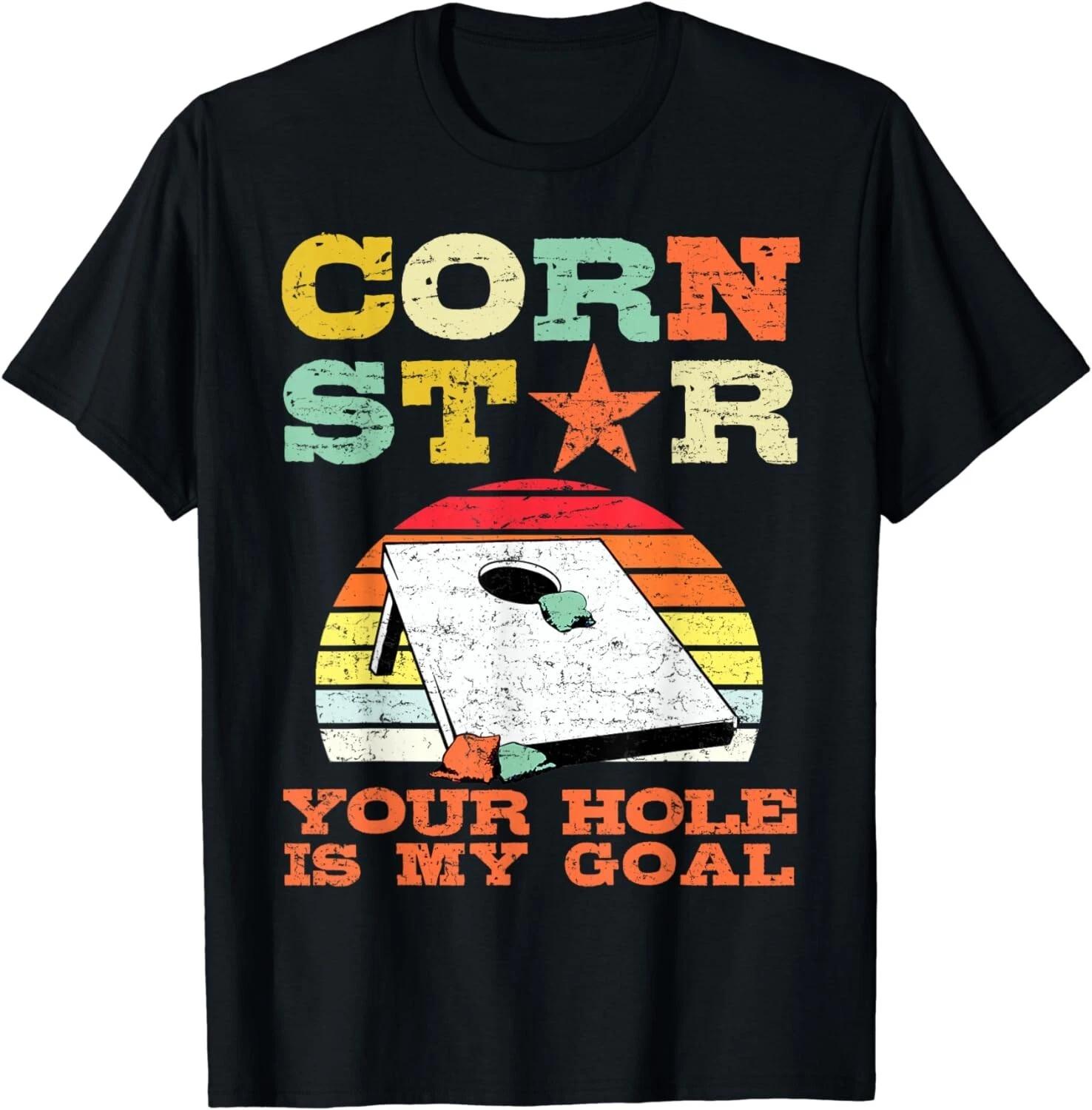 Corn Star Your Hole Is My Goal Vintage Cornhole Funny Player Gift Unisex T-Shirt 2XL