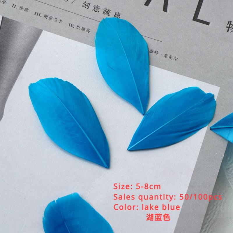 

50/100 шт. Натуральные перья 5-8 см Лебяжье перо Домашнее украшение Поделки Цветные перья Сделай сам Свадебная вечеринка Аксессуары для изготовления ювелирных изделий 50pcs озеро синий