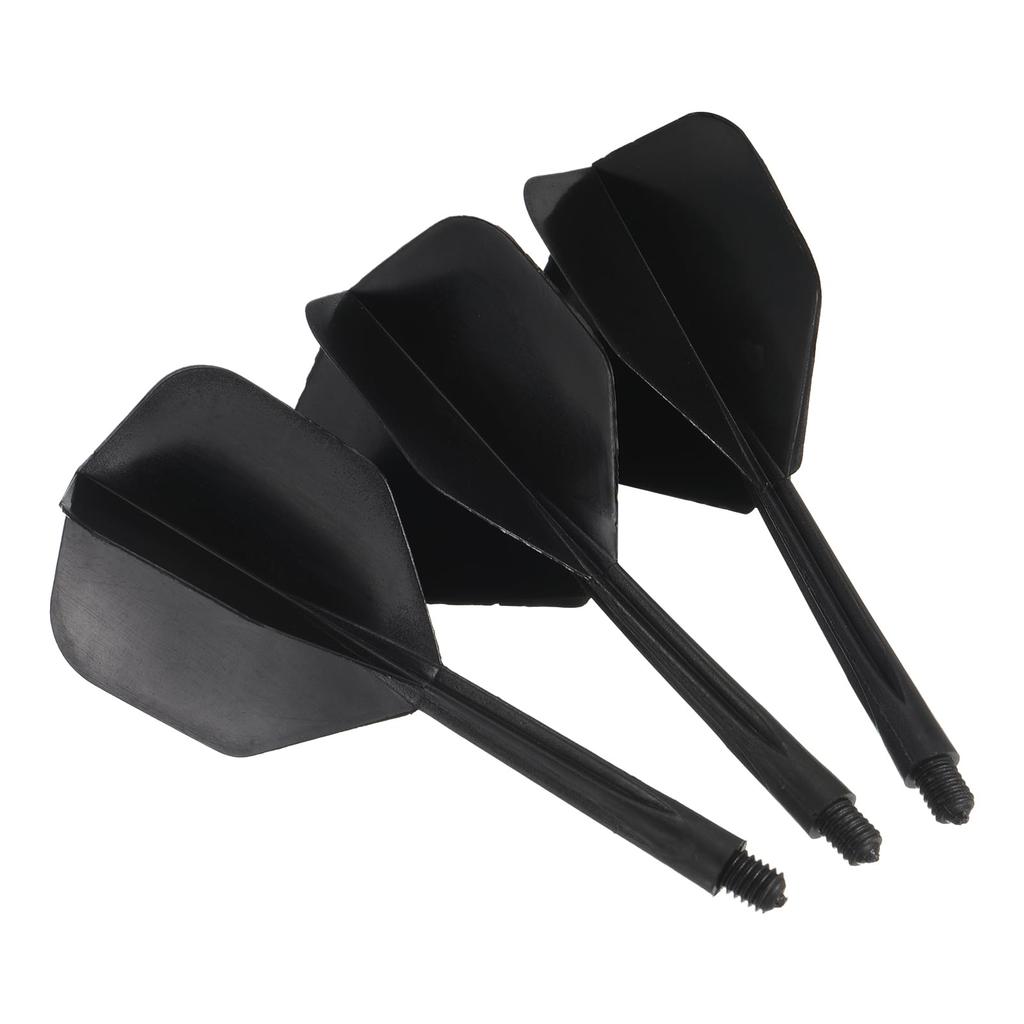METERXITY 6pcs Integrated Dart Shafts and Flights - 2BA Screw-in Dart Flights Plastic Anti-drop for Soft Tip and Steel Tip Darts (2BA black)