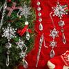 10 PCs Christmas Tree Decoration Crystal Ornaments Hanging Acrylic Snowflake Icicle Ornaments For Christmas Tree Winter New Year Party