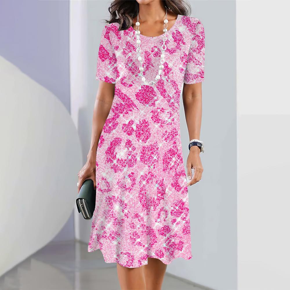 Women Dresses Leopard Animal Print Elegant Dresses Summer Medium Length Dress Large Size Female Fashion Trend