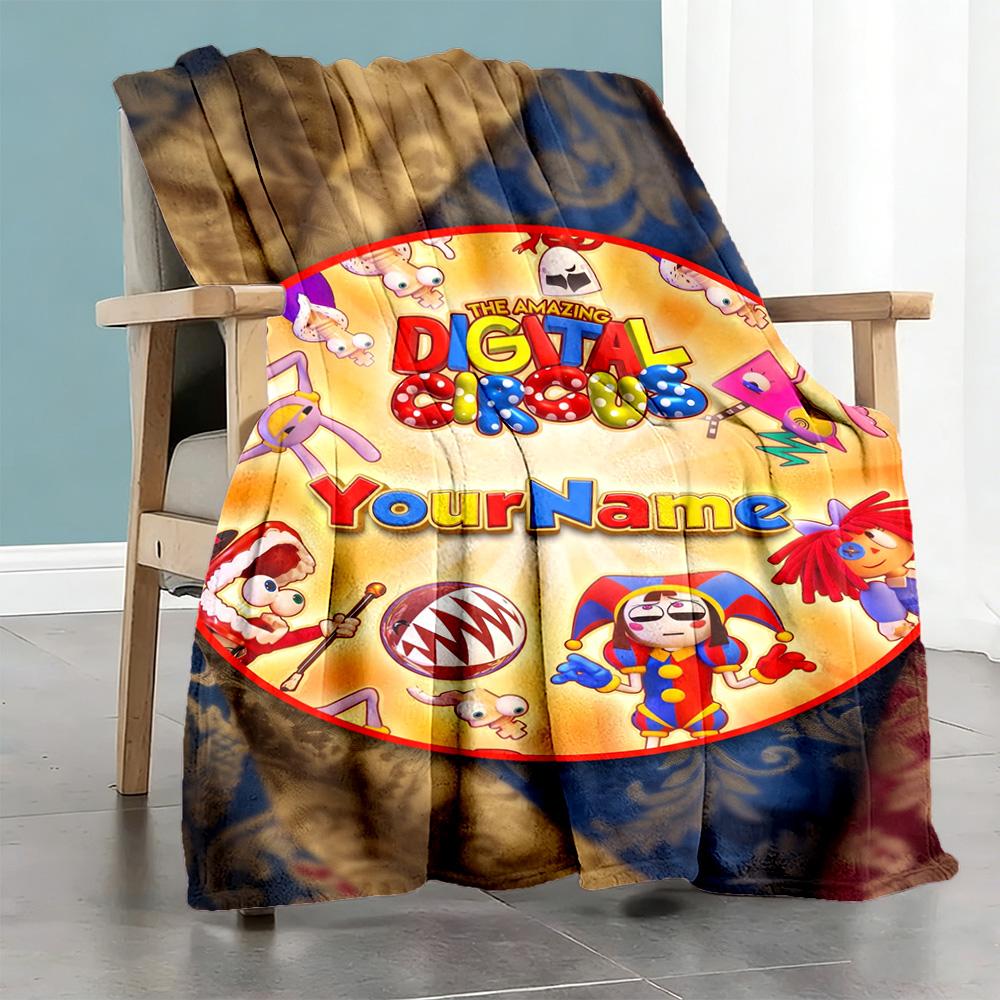 Digital Circus Personalized Name Blanket Gift Customizable Blanket Warmthful Decor Suitable for Office Chair Living Room Home Decor Livingroom