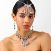 Tassel Pendant Necklace Earrings Hair Chain Set Forehead Chain Brow Center Pendant