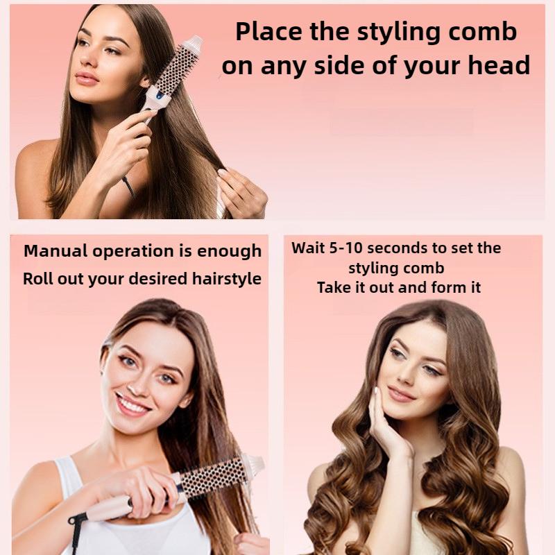Portable Ionic Straightening Hair Curler Round Brush Hair Styling Tool Electric Infrared Heated Comb Hair Styling Brush