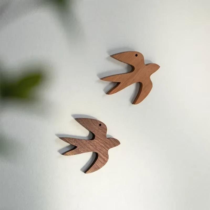 1PC Ins Simple Wall Decoration Japanese Swallow Multi-functional Wooden Block Pendant Decoration