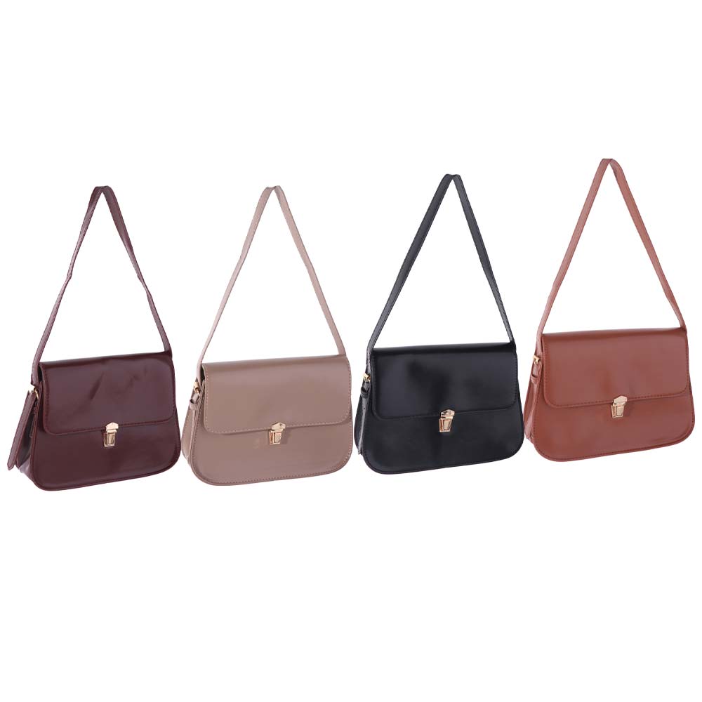 Vintage Buckle Shoulder Bag Solid Color Women's Armpit Bag Korean Retro Underarn Bag Girls