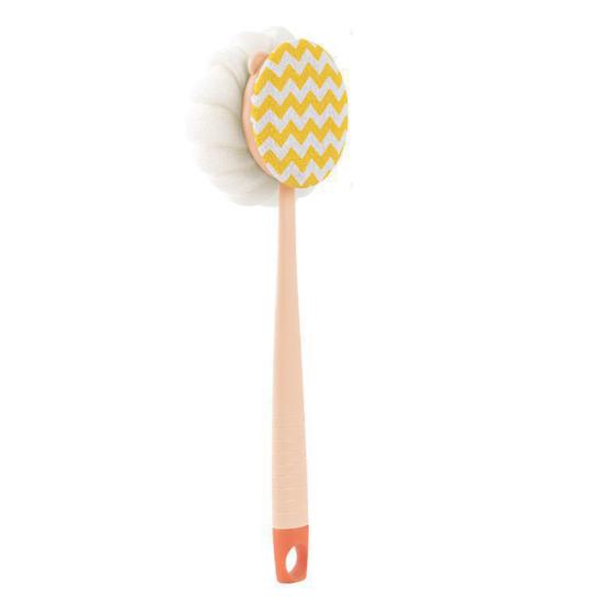 Bath Brush Ergonomic Design Long-Handled Back Scrubber Double Head Gentle Exfoliation Shower Body Scrubber