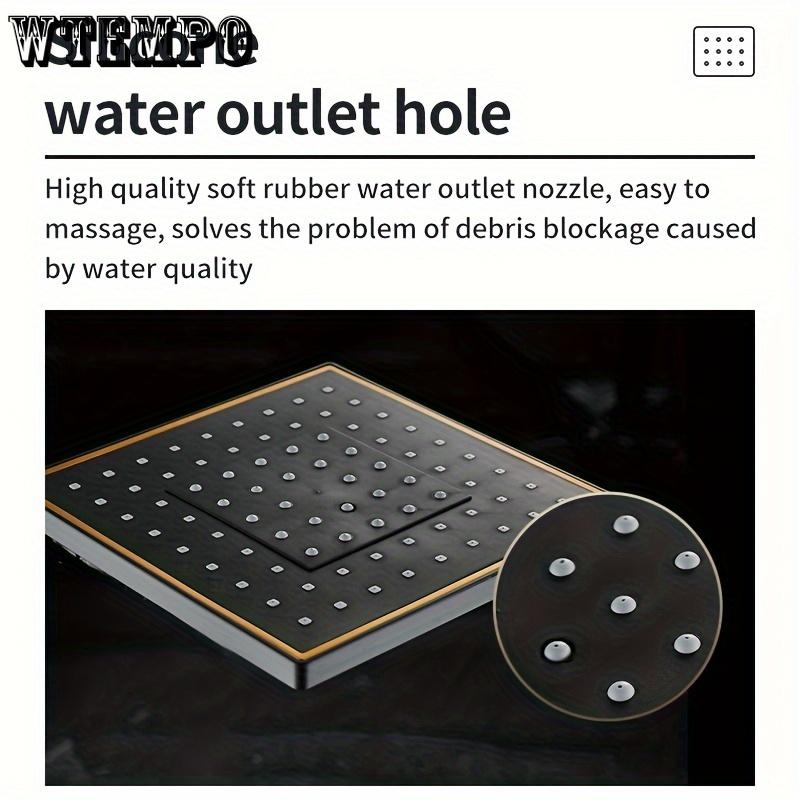 Set de duș montat pe perete din cupru, temperatură constantă cu cap de pulverizare portabil, design cu bară pătrată neagră și aurie, include 4 butoane de control