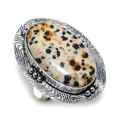 Natural Dalmation Jasper Gemstone 925 Sterling Silver Jewelry Ring Size 10 Z1z88