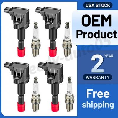 4 Ignition Coils And 4 Iridium Spark Plugs For Honda FIT 1.5L L4 2007 2008