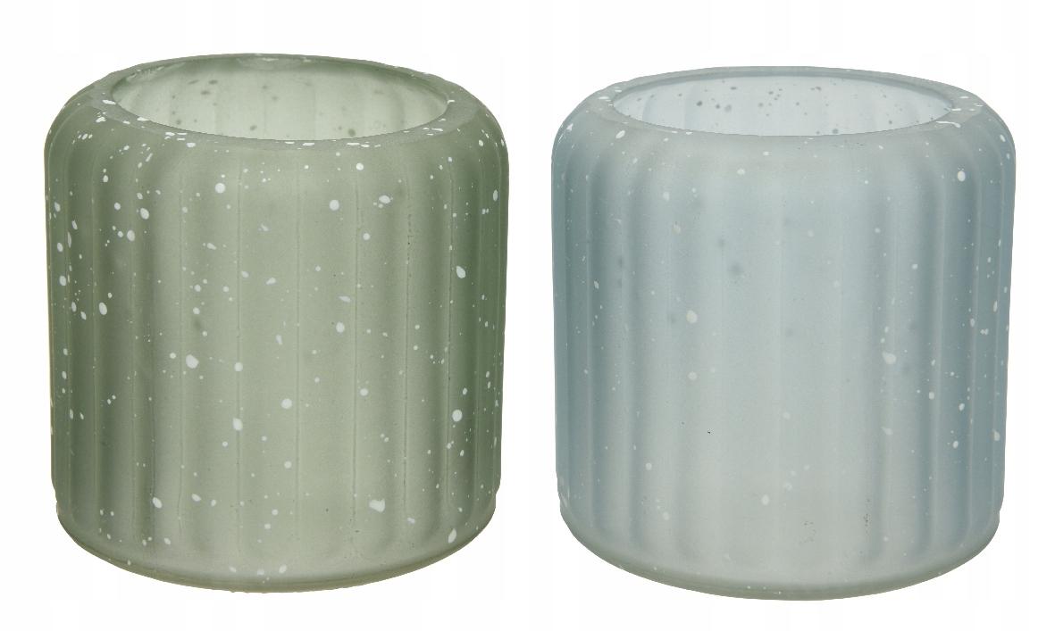 Dekorativer Glas-Kerzenhalter mit Punkten, 7,5 x , 1 Stk. 8 cm