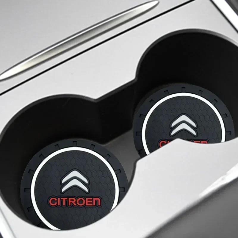 Auto-Becherhalter Wasserschlitz Anti-Rutsch-Matte Pad Emblem Innenzubehör für Citroen C2 C3 C4 C5 C6 C8 C4L DS3 DS4 DS5 DS5LS DS6