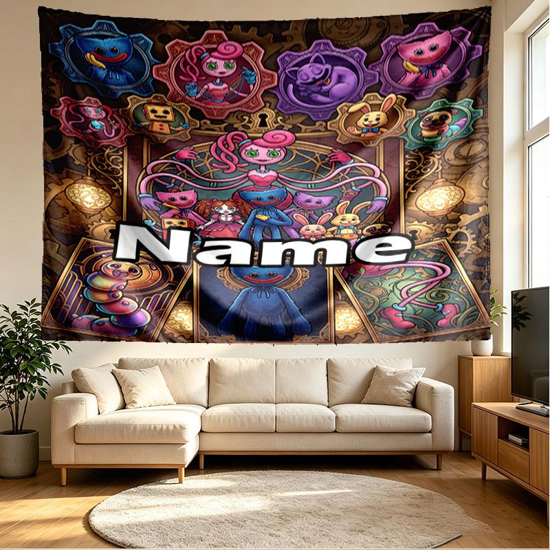 Custom Name Personalized Poppy Playtime Print Tapestry, Wall Art Decor, Bedroom, Dorm, Apartment, LivingRoom, Party Backdrop, Gift for Birthday