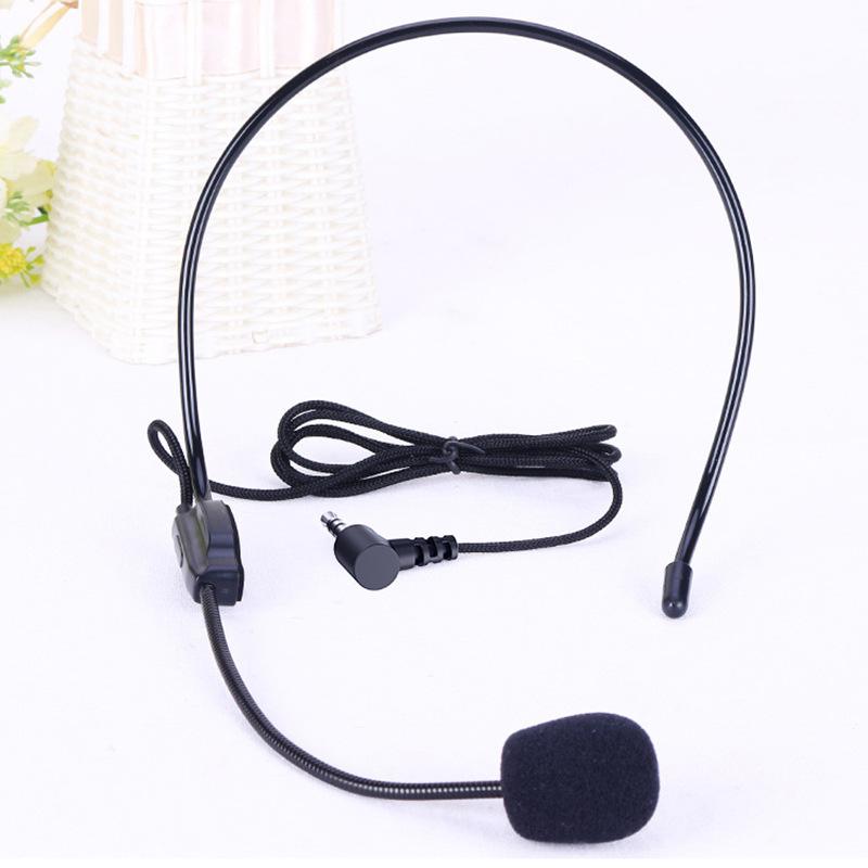 3.5mm Plug Headset Microphone Head-mounted Portable Lecture Teach Headset Mic Voice Amplifier Lightweight Over Head for Teachers