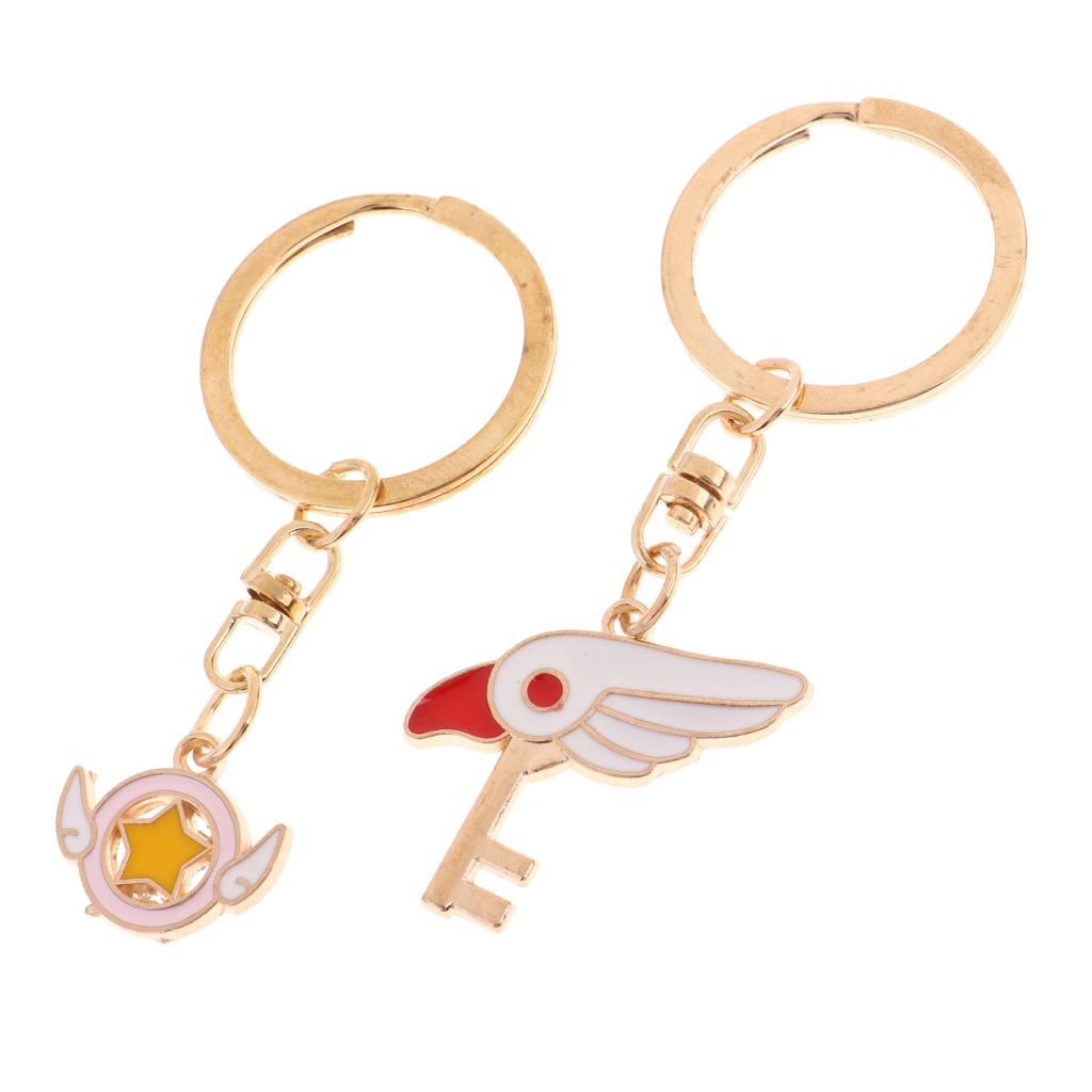 2pcs Womens Bag Purse Pendant Keyring Metal Keychain Car Key Hanger - Brids, as described