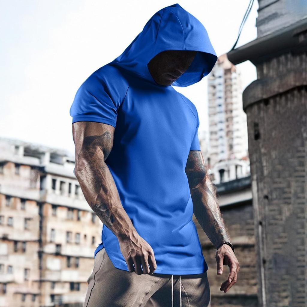 Men's Sports Mesh Quick-drying Short-sleeved Hooded Shirt
