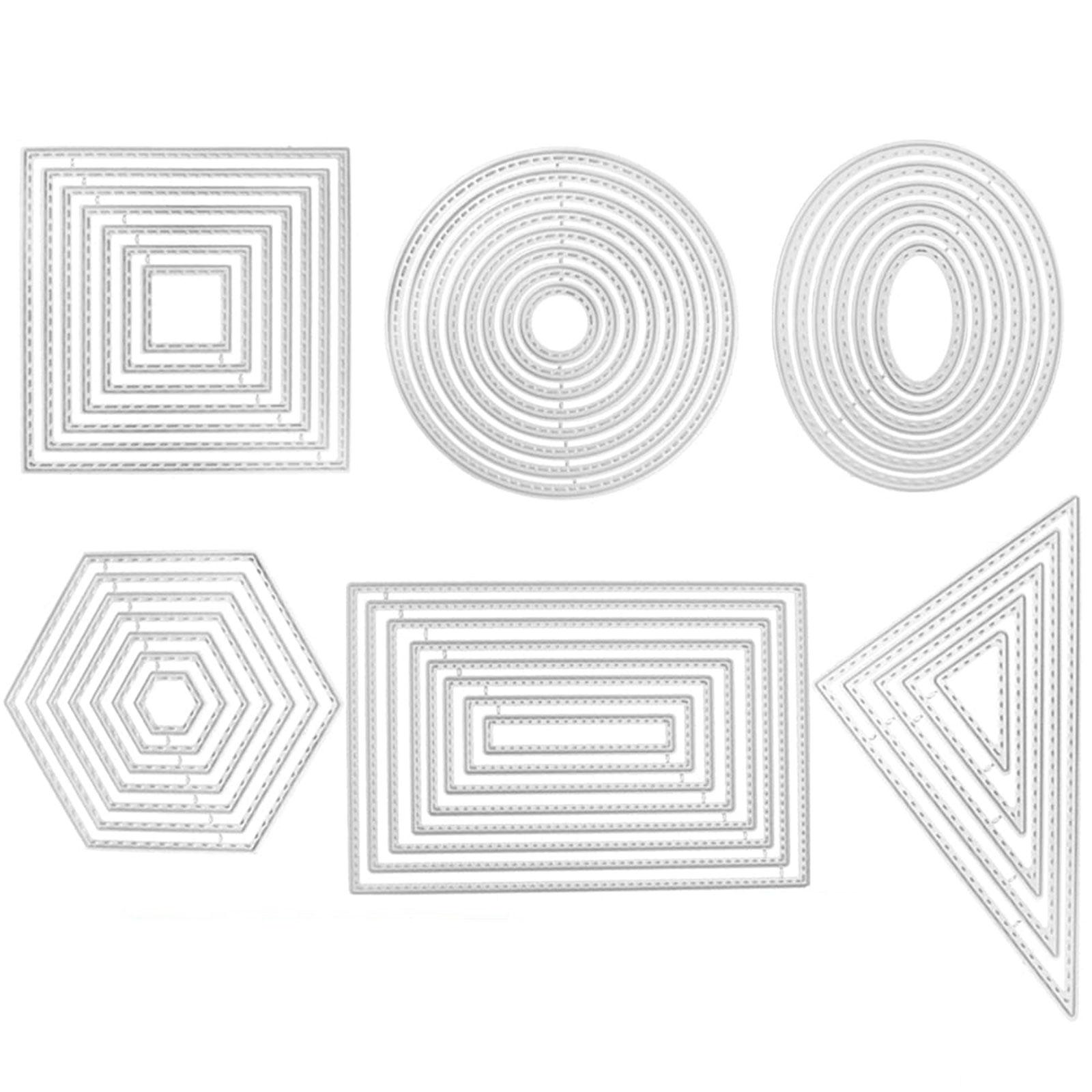 

6 шт. Штампы из углеродистой стали для вырезания круглые, прямоугольные, треугольные, квадратные, шестиугольные, овальные для скрапбукинга, изготовления открыток