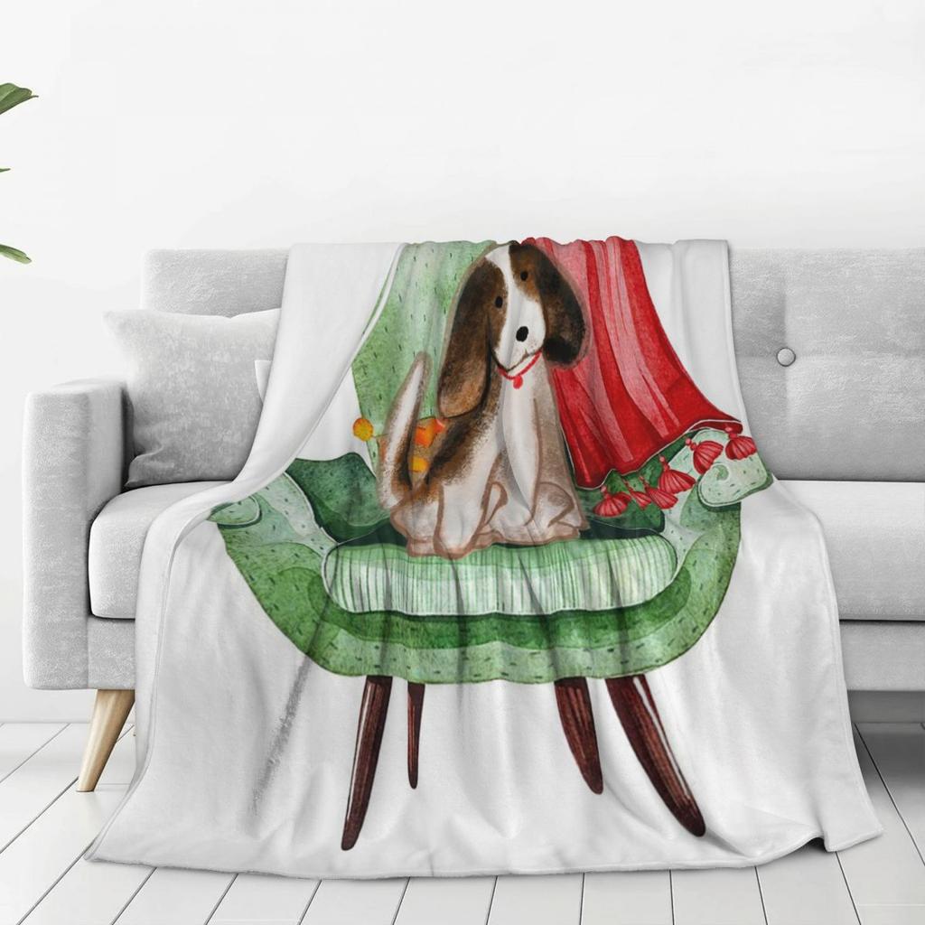 Happy Couch Dog Cute Beagle Blanket Soft Warm Flannel Throw Blanket Bedding for Bed Living room Picnic Travel Home Couch