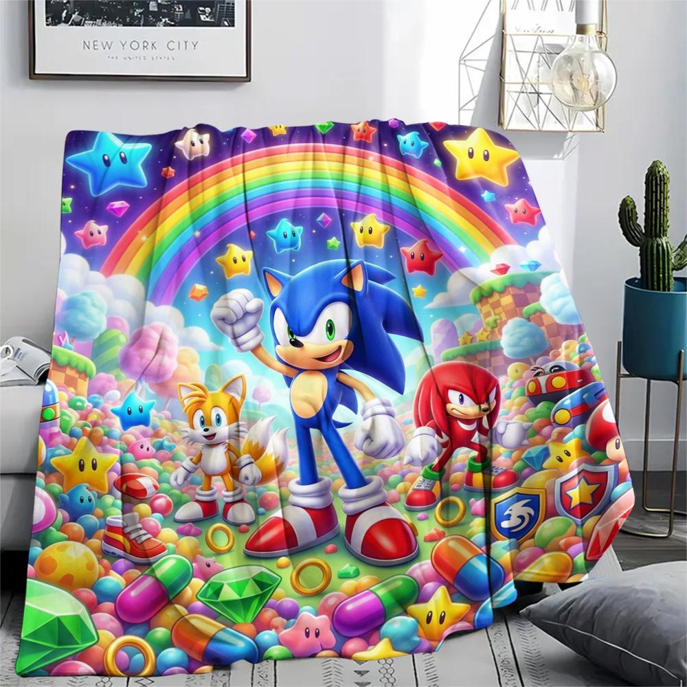 

Hedgehog Sonic Print Flannel Blanket, Ultra Soft High Quality All Seasons Warm Throw, Home Decor Cozy Blanket, Perfect Christmas Gift 80cm x 120cm