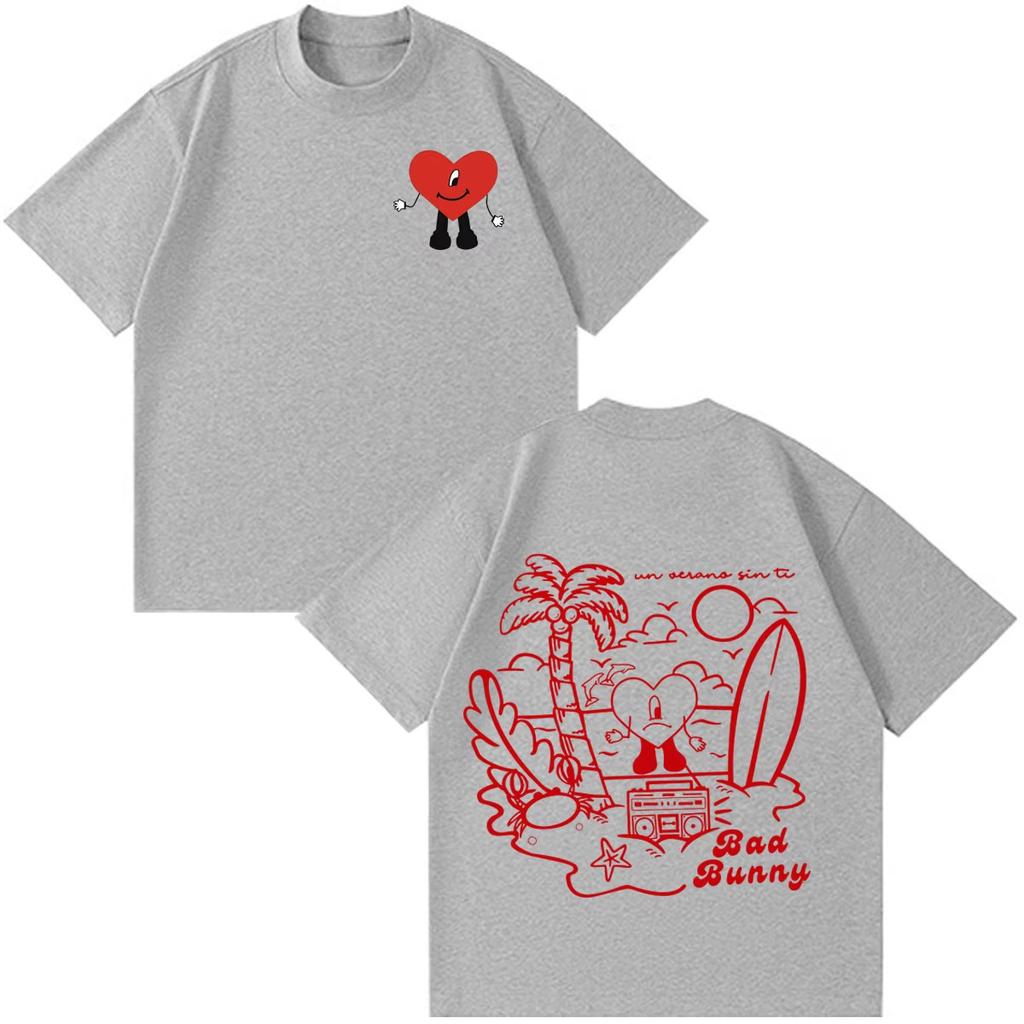 Summer Trendy Unisex Women Fashion Tee Rapper Bad Bunny Tour Debi Tirar Mas Fotos DTMF Print Tees Hip Hop Streetwear Tshirt