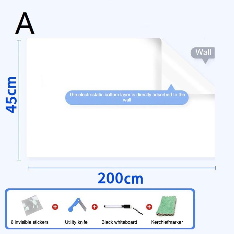 

New Electrostatic Whiteboard Sticker Reusable Pp Teaching Graffiti Drawing Board Removable Household Erasable Whiteboard A