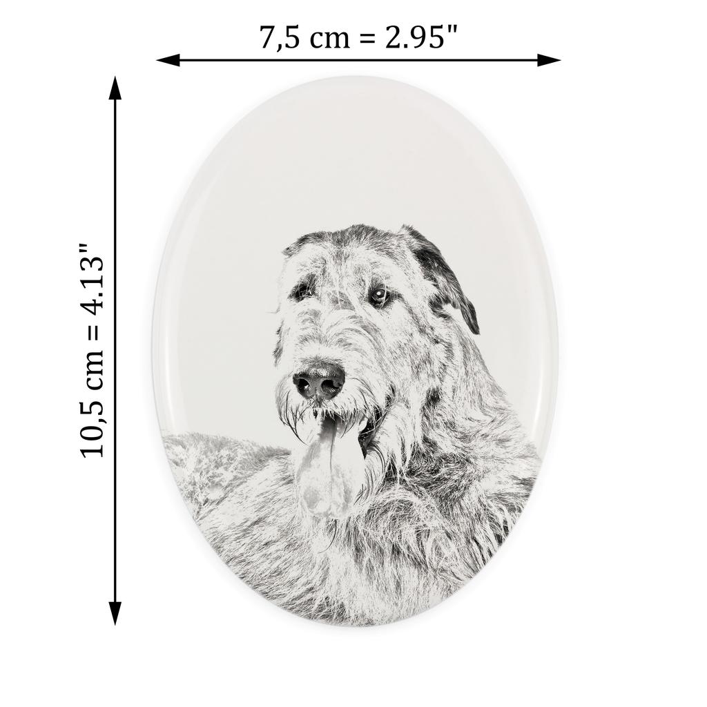 Irish Wolfhound - commemorative plaque with a photo of a dog, tombstone with a print, personalized oval plaque from the Art-Dog brand