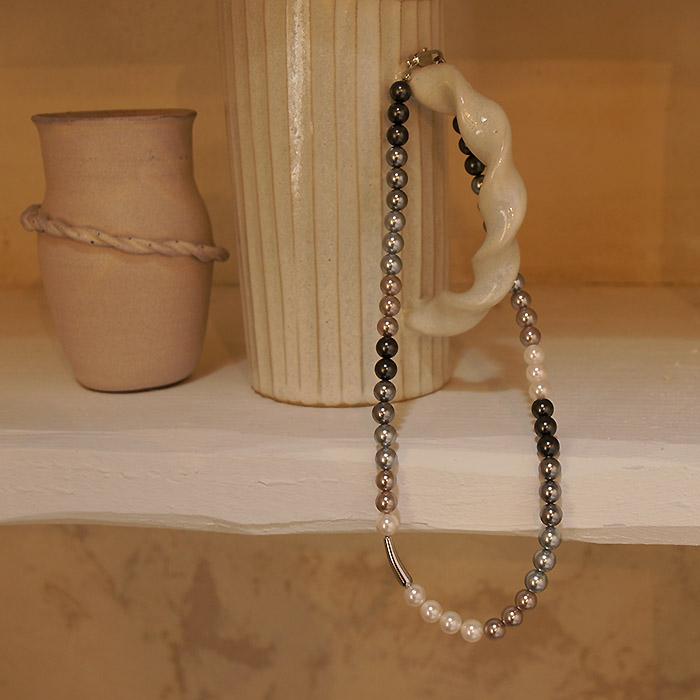 Treaju Gray Gradation Pearl Necklace