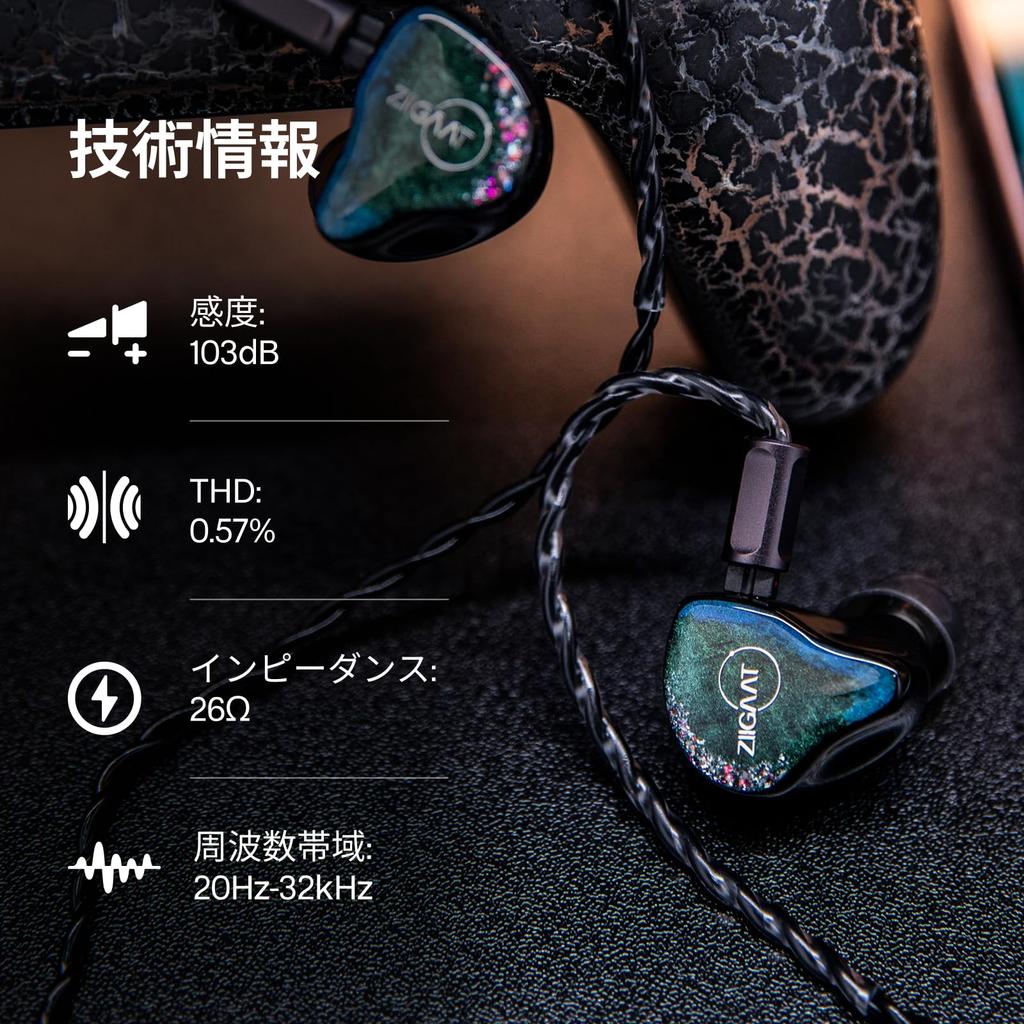 Linsoul ZiiGaat Luna Hybrid (6BA) High-End Wired Noise Cancelling Earphones with Industry-Renowned Sonion and Knowles Balanced Armature Drivers, 3D