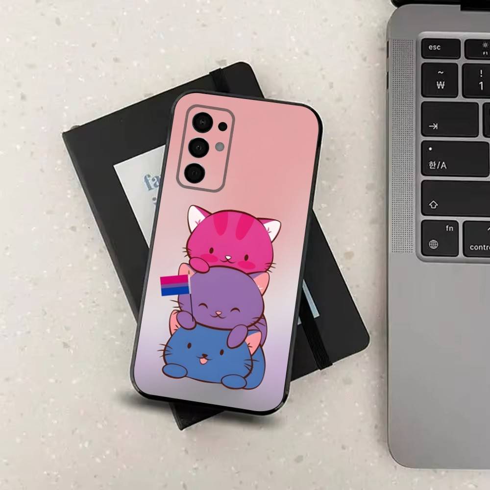 Flag Love Bisexual Art Phone Case For Samsung Galaxy A73,31,32,72,41,53,52,71,22,5G,Note,J7,8,9 Soft Black Silicone Cover
