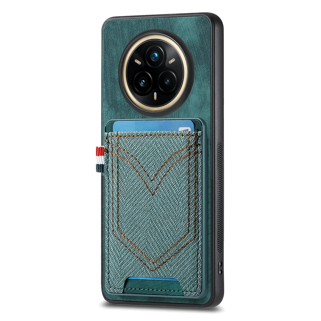 For Realme 14 Pro 5G Phone Case Retro Jean Cloth Texture Leather Back Cover with Card Holder