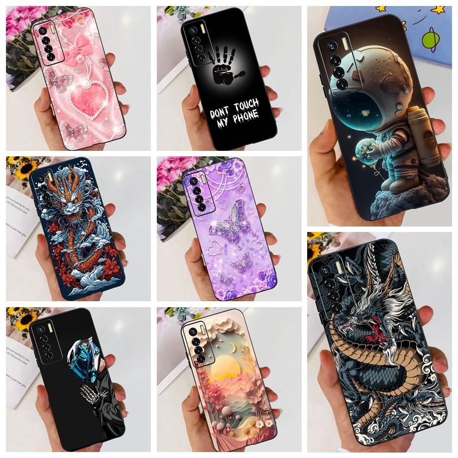 For Tecno Camon 17 Pro / Camon17 CG6 CG8 Case Cute Cartoon Dragon Astronaut Pattern Luxury Soft Silicon Phone Bumper Back Cover