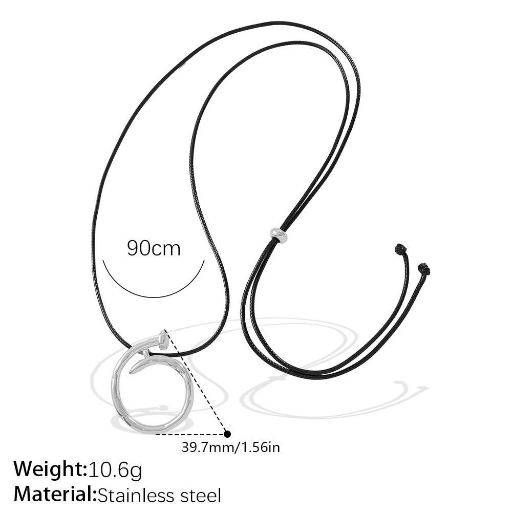 2025 Winter Fashion 18K Gold Stainless Steel Geometric Stackable Sweater Chain with Colorfast Black Rope for Women