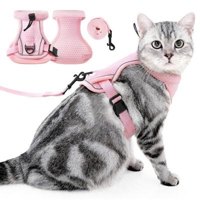 Coleira Arnês para Gato com Design Refletor Colete Ajustável Coleira Respirável para Gato Arnês Confortável à Prova de Fuga para Passeio de Animal de Estimação